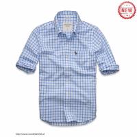 heren abercrombie fitch plaid lang overhemd moose logo wit blauw Kleren Kopen r8j7w623